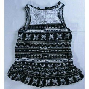 Crazy 8 girls Sz S 5/6 ruffle tank butterfly black